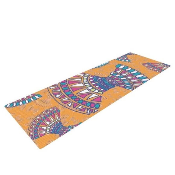 KESS inHouse Yoga Mat abstract tangerine 72”x24” - Picture 2 of 6